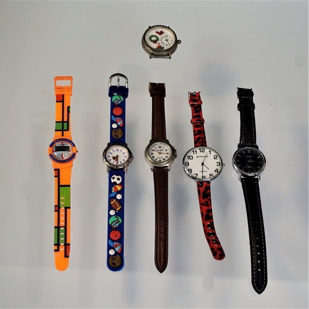 Vintage 90s Wrist Watch Lot Of 6 Not Working Parts Crafts Steampunk